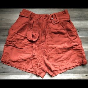 Orange Linen Shorts & Belt • Never Worn